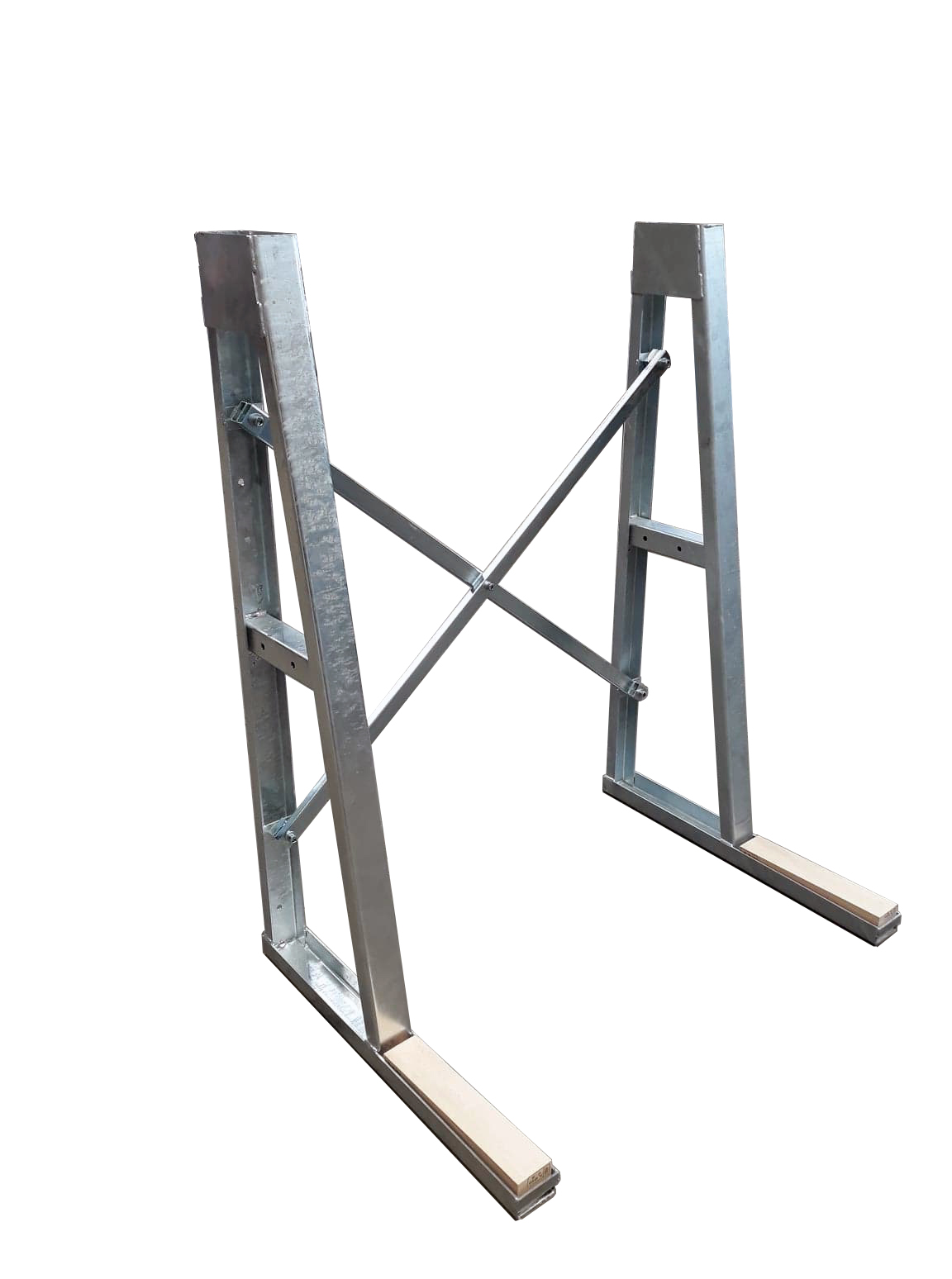 Gestell A-Bock verzinkt mit bodenseitger Holzauflage Gestell A-Bock verzinkt mit bodenseitger Holzauflage