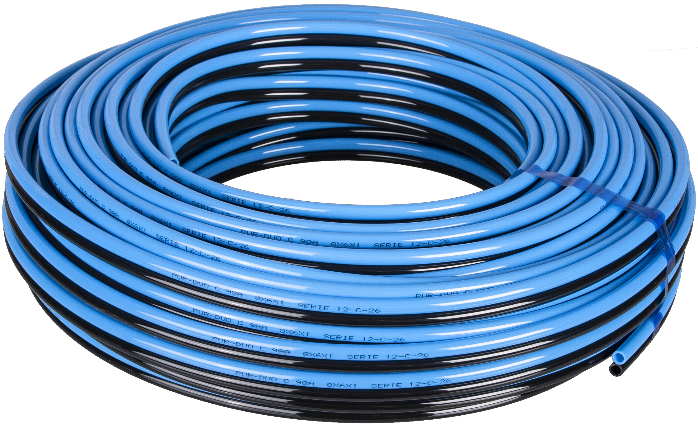 CNC-Schlauch DUO 8x6mm blau/schwarz, Polyurethan, Rollenlänge 50 Meter