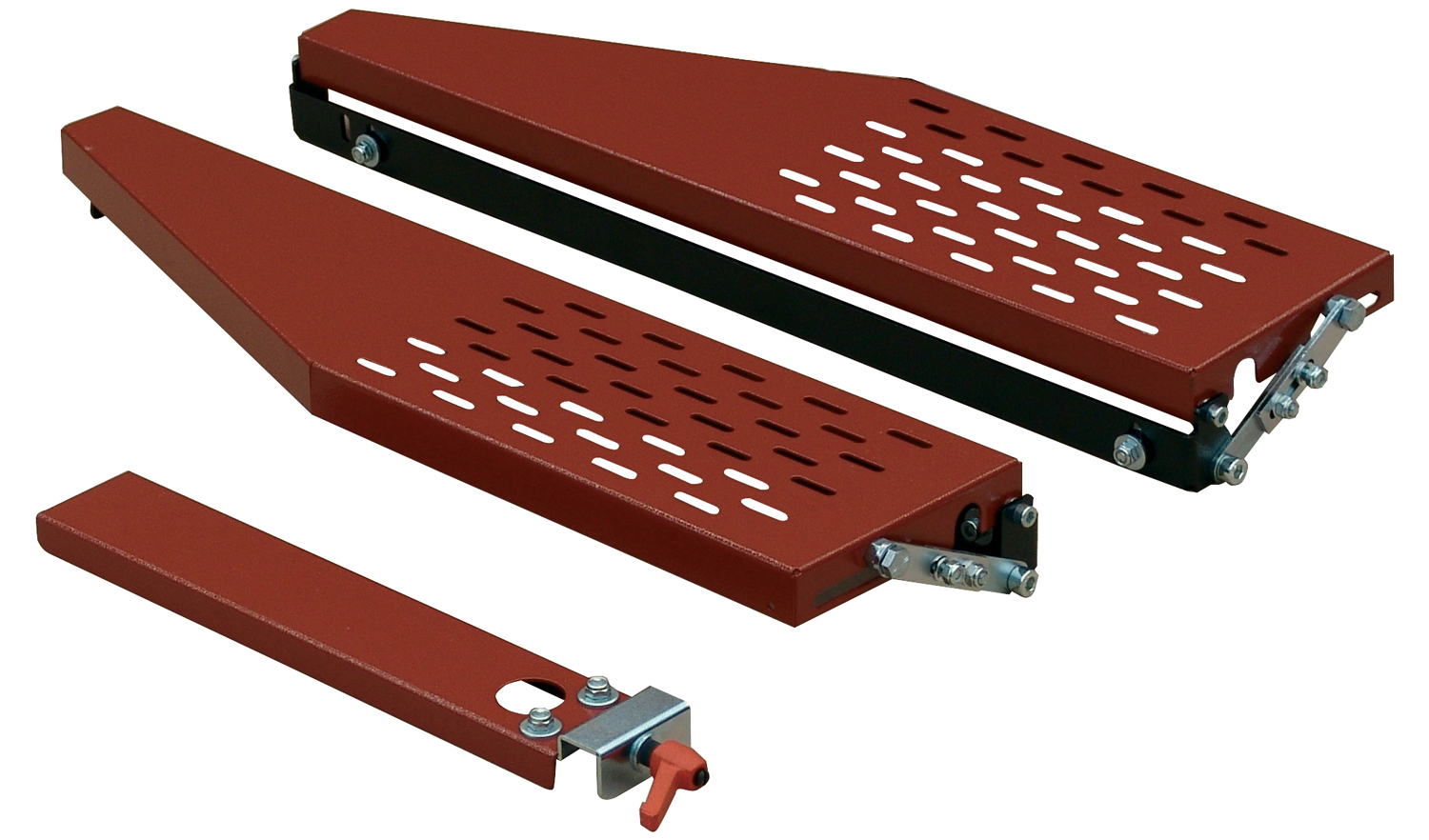 Tischverbreiterungen rechts u. links, klappbar, mit 90°-Anschlag für Zoe Baustellensäge Tischverbreiterungen rechts u. links, klappbar, mit 90°-Anschlag für Zoe Baustellensäge