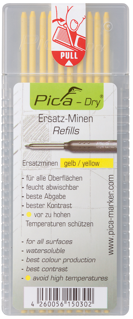 Ersatzminen Pica Dry Marker | Gelb | Abwischbar Ersatzminen Pica Dry Marker | Gelb | Abwischbar